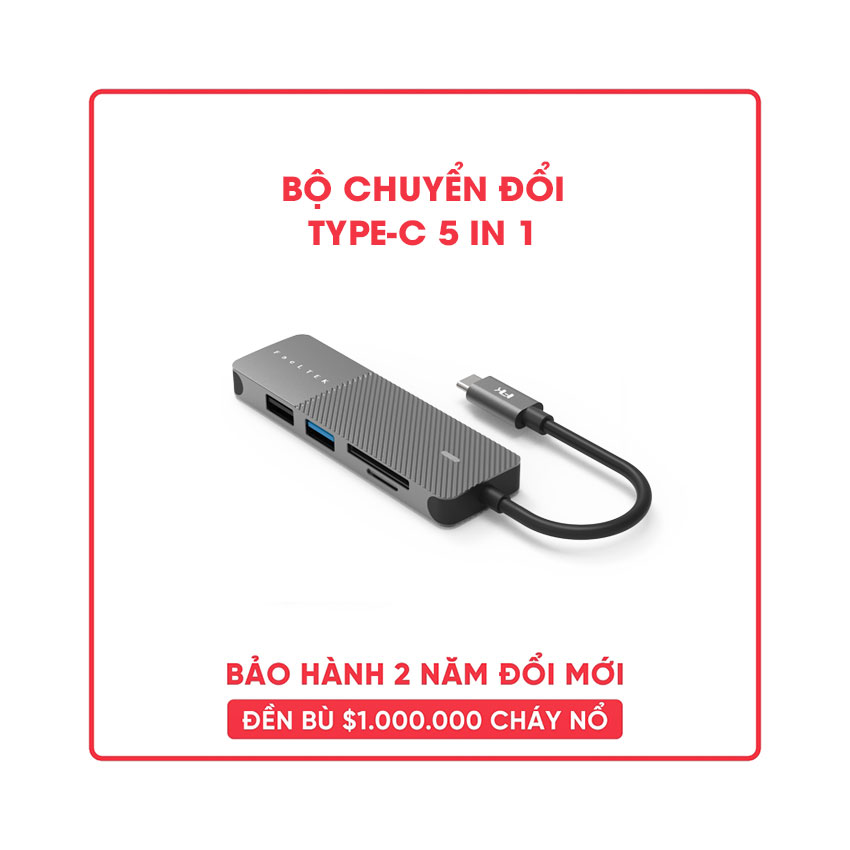 Bộ chuyển đổi 5 trong 1 Feeltek HCM005APWW2F (từ usb type c sang hdmi + usb3.0 + usb2.0 + sd + micro sd) 1