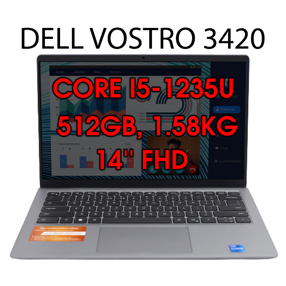 Laptop Dell Vostro 3420 71003348 (Core i5-1235U | 8GB | 512GB | Iris Xe Graphics | 14 inch FHD | Windows 11 | Office | Xám) 2