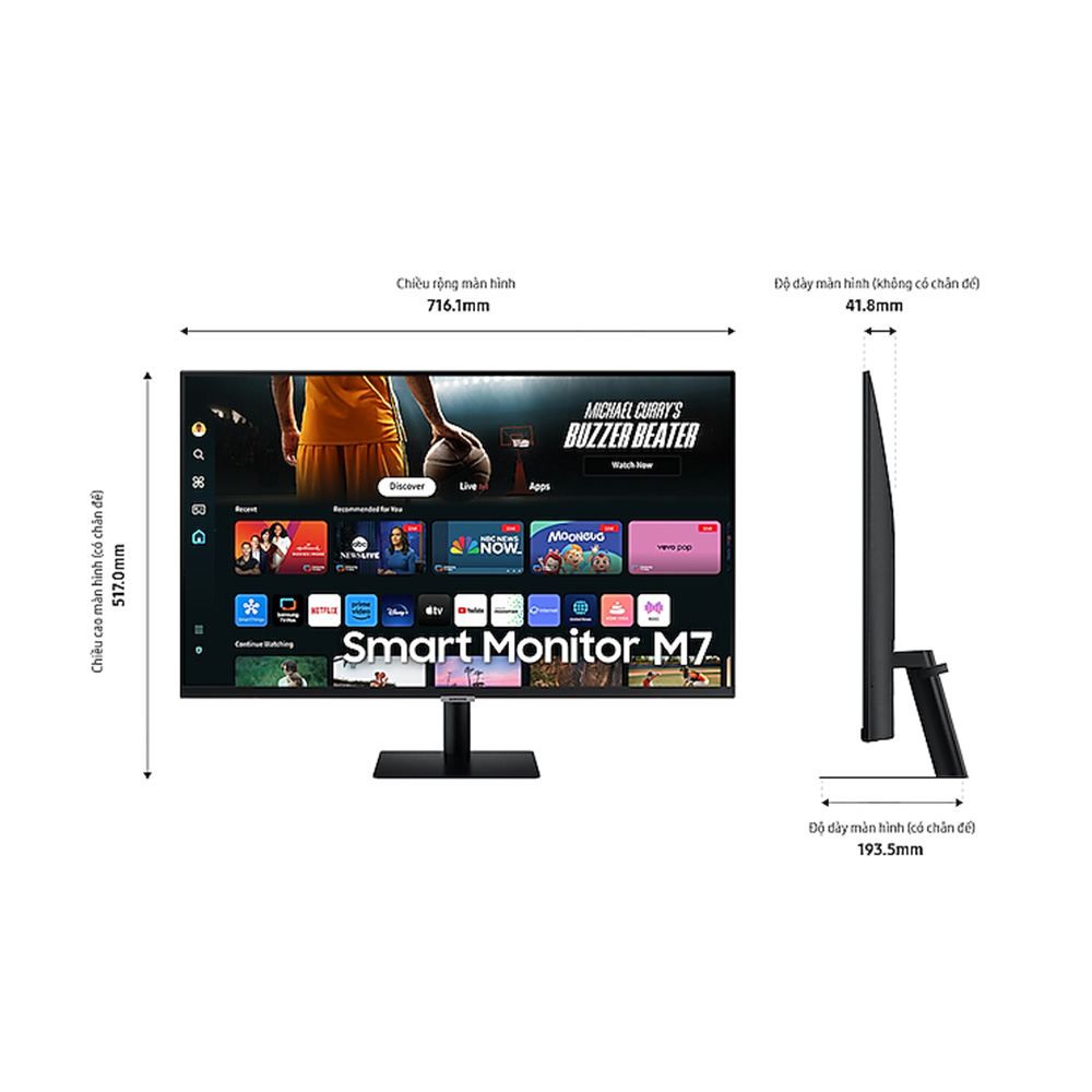 Màn Hình SAMSUNG M7 M70D LS32DM700UEXXV (32 inch - VA - 4K - 4ms - 60Hz - Speaker) 5