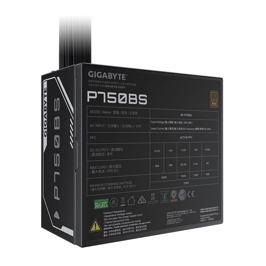 Nguồn máy tính GIGABYTE P750BS 750W (80 Plus Bronze/Màu Đen) 6