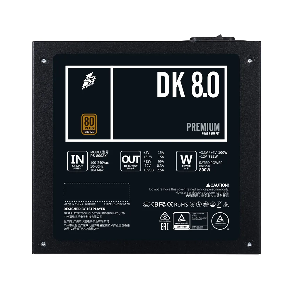 Nguồn máy tính FIRST PLAYER (1STPLAYER) DKPM-BRZ-800 800W ĐEN (80 PLUS BRONZE) 3