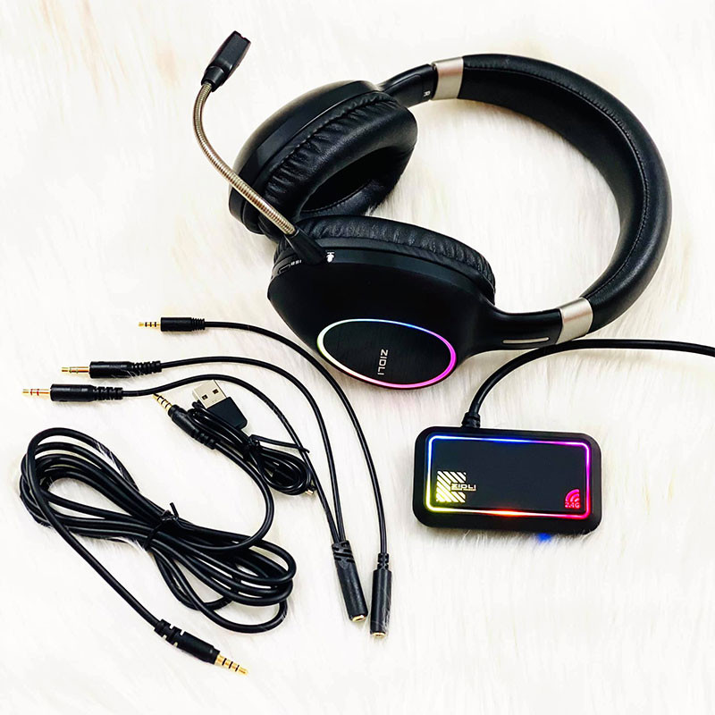 Tai nghe không dây Gaming Dual Mode Zidli AH1 2.4G (7.1' USB' Led) 5