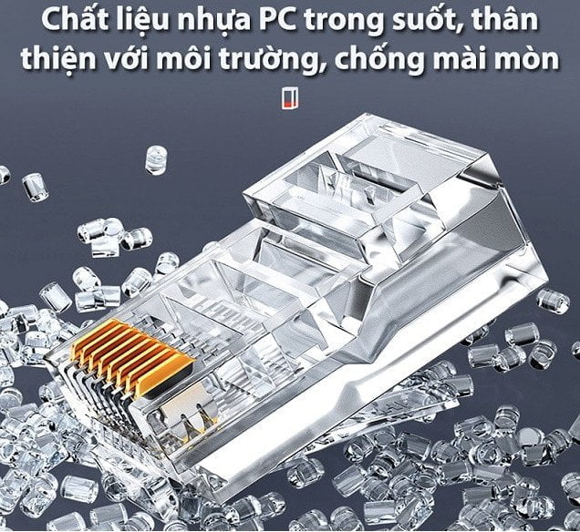 Đầu bấm mạng RJ45 Cat6 Ugreen 50962 nhựa trong cao cấp (50 cái) 5