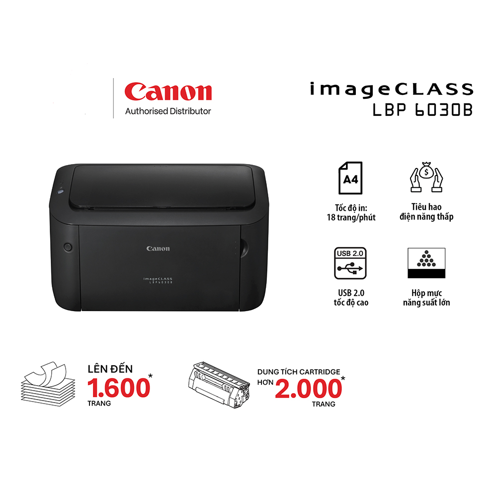 Máy in laser đen trắng Canon LBP6030B (In| A4| A5| USB) - Hộp mực lớn hơn 1
