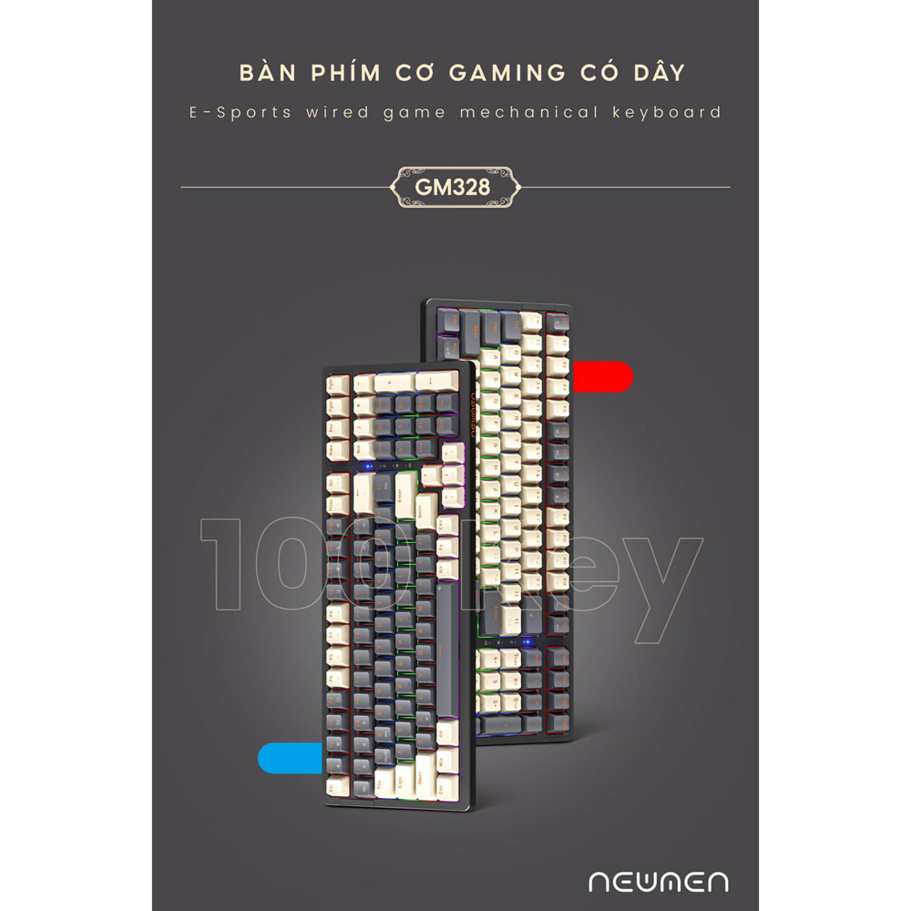 Bàn phím cơ NEWMEN GM328 White Grey Red switch 2