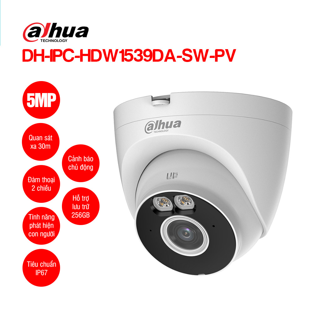 Camera Wifi Turret 5MP DAHUA DH-IPC-HDW1539DA-SW-PV 1