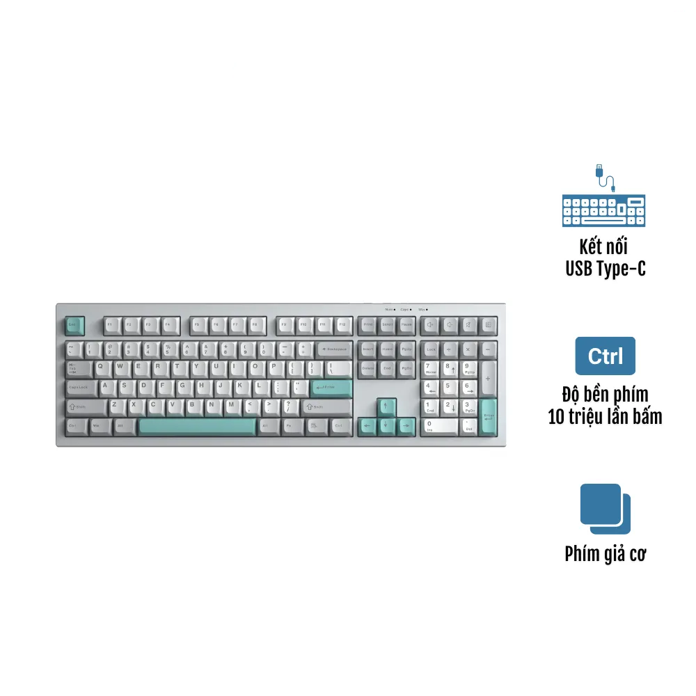 BÀN PHÍM GAMING CÓ DÂY AULA S102 (4746) (Phiên bản Xám + Be + Xanh ngọc) 2