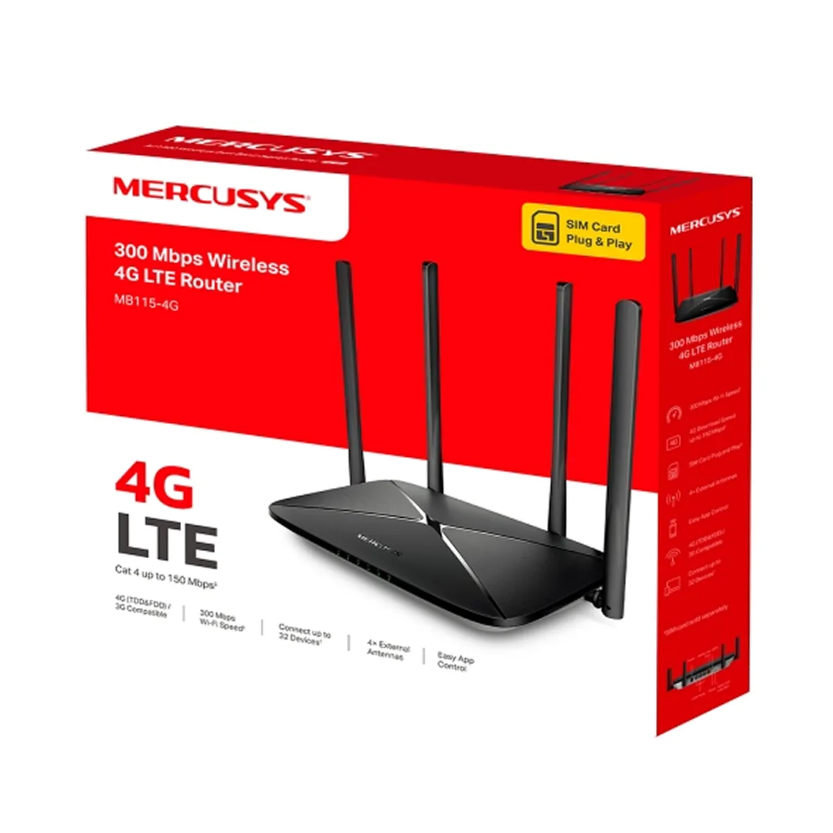 Router WiFi Mercusys 4G LTE 300Mbps MB115-4G 4