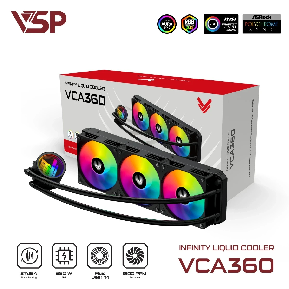 Tản nhiệt nước VSP Infinity Liquid Cooler VCA-360 (màu đen) 1