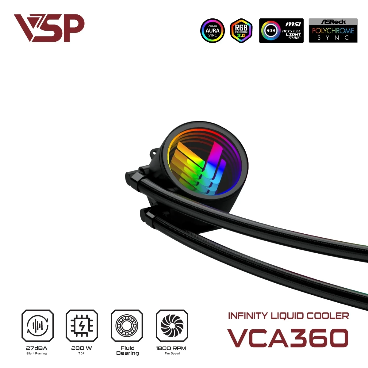Tản nhiệt nước VSP Infinity Liquid Cooler VCA-360 (màu đen) 2