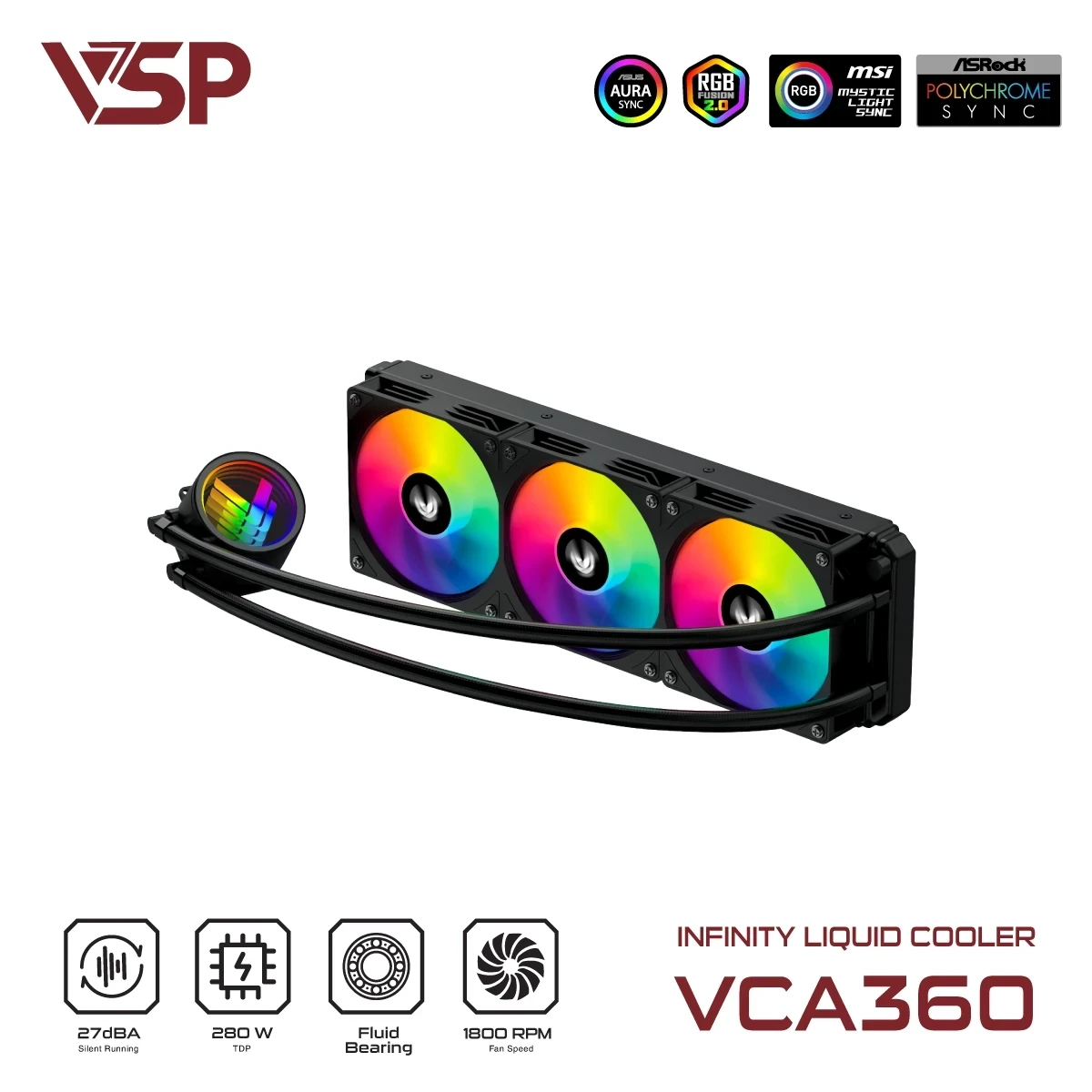 Tản nhiệt nước VSP Infinity Liquid Cooler VCA-360 (màu đen) 3