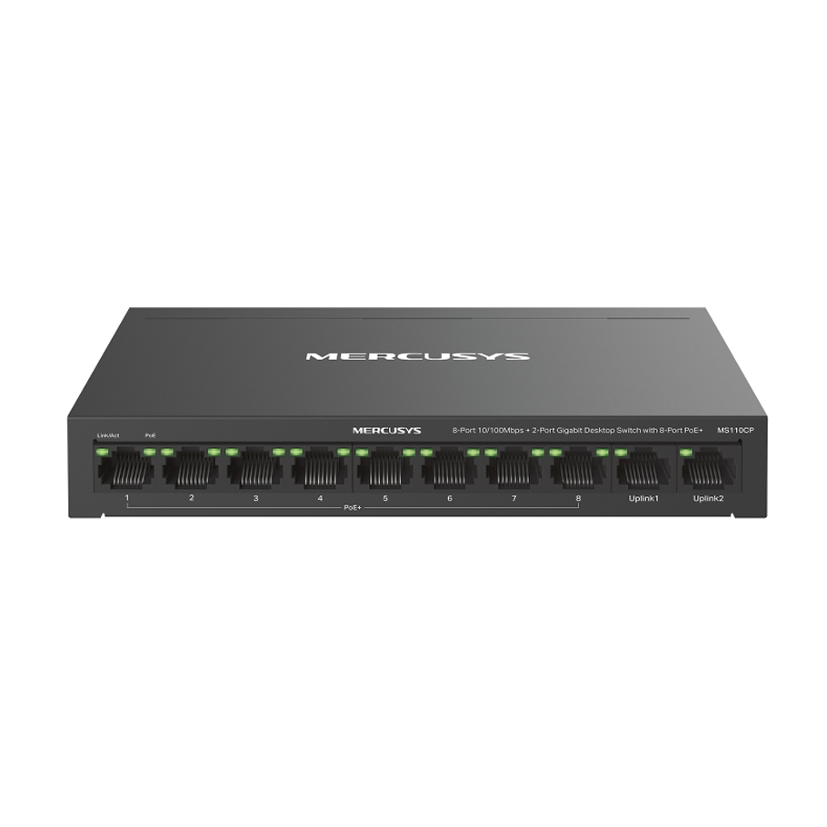 Switch Poe 8 Port Mercusys MS110CP ( 8 POE * 10/100Mps + 2 Uplink *100/1000Mps ) 1