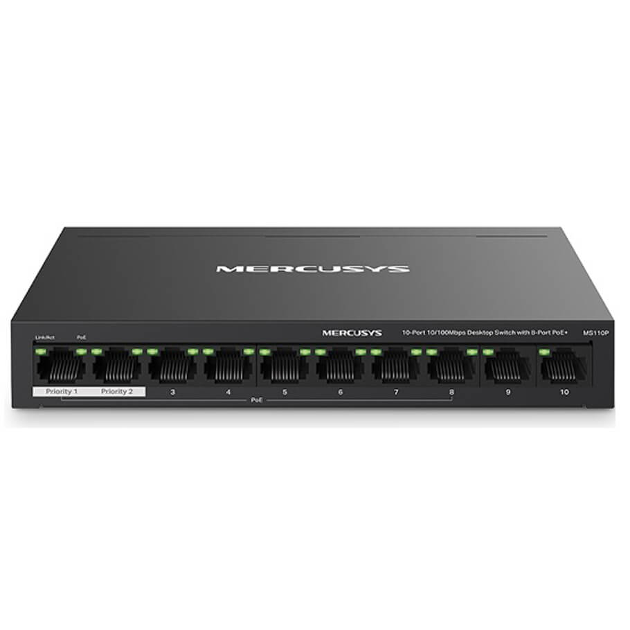 Switch Poe 8 Port Mercusys MS110P ( 8 POE * 10/100Mps + 2 Uplink *10/100Mps ) 1